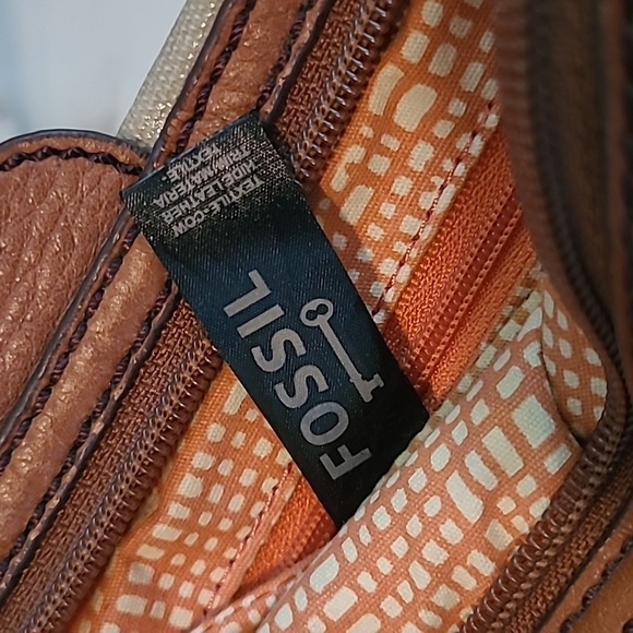 Fossil Key-Per Yellow Tan Ladybugs Coated Canvas Leather Top Handles Crossbody - Picture 12 of 15